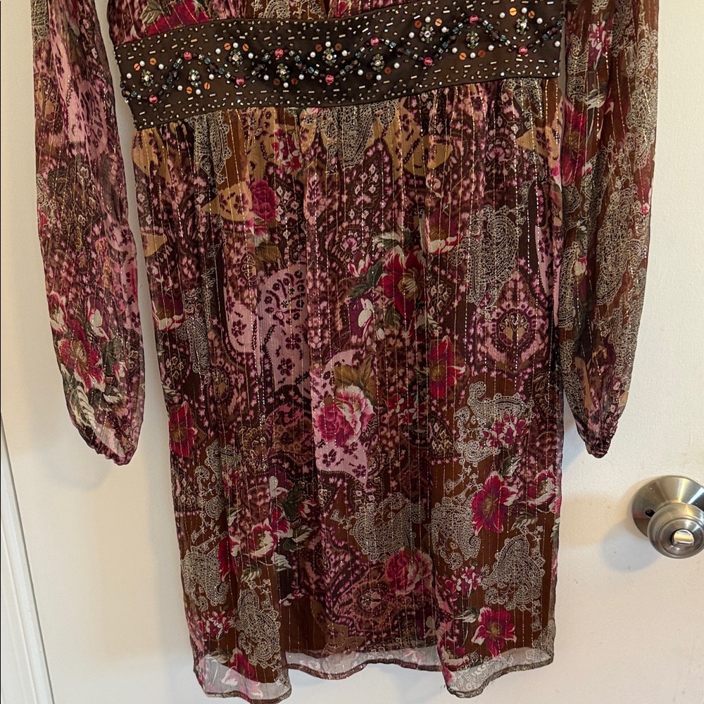 Muse Dress Sz 6 Gorgeous Floral lace Long Sleeve Dress with Beaded Waist - Picture 8 of 8